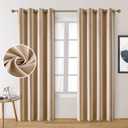 HOMEIDEAS 2 Panels Beige Faux Silk Blackout Curtains, 52 X 96 Inch Champagne Gold Room Darkening Satin Thermal Insulated Window Drapes for Bedroom, Indoor