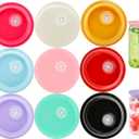 FWUNYVN 9Pcs Acrylic Lids for 16 oz/20 oz Glass Cups with Lids and Straws, Colored Glass Cups Beer Can Replacement Lids(Inner diameter: 6cm/2.36in), Reusable Cup Cover for Coffee Tea Whiskey Drinking