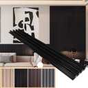 YU LI 3DH WPC Slat Wall Panels 12-Pack 48x 6in & 4 Trim Accent Black Wood Grain 3D Wall Panels Interior Wall Modern Dcor