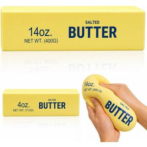 2Pcs Giant Butter Squishy Set Include 1Pc 9.45 Inch and 1Pc 5.5 Inch Large & Mini Squeezy Butter Stick, Fidget Toys for Adult 14oz Stress Relief Slow Rising Fun Party Favor