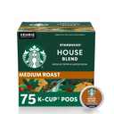 Starbucks K-Cup Coffee Pods, Medium Roast, House Blend for Keurig Coffee Makers, 100% Arabica, 1 Box (75 Pods)
 BB 10/24/26