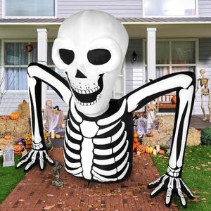 Joiedomi 5.5 FT Long Halloween Inflatables Outdoor Decorations, Skeleton Halloween Decor Blow Up Yard Decorations with LEDs, Inflatable Skeleton Ground Breaker for Outside Lawn Garden Decor