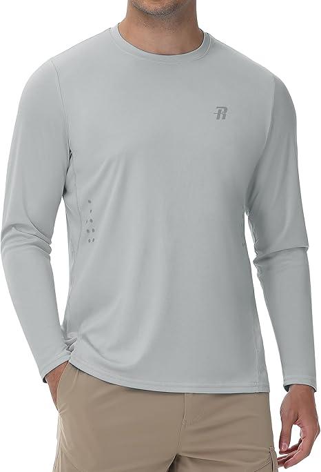 Runhit Men's UPF 50+ Sun Protection Shirts Long Sleeve UV Swim Shirt Fishing Hiking Running Rash Guard Quick Dry Lightweight, Medium Gray, L