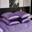 Bedding_Dreamer Satin Comforter Set King Size, 8 Piece Bed in a Bag Lavender with Sheets, Silky Soft Polyester Satin Bedding Set, Lightweight, 16 Inch Deep Pocket, Soft Glam Style