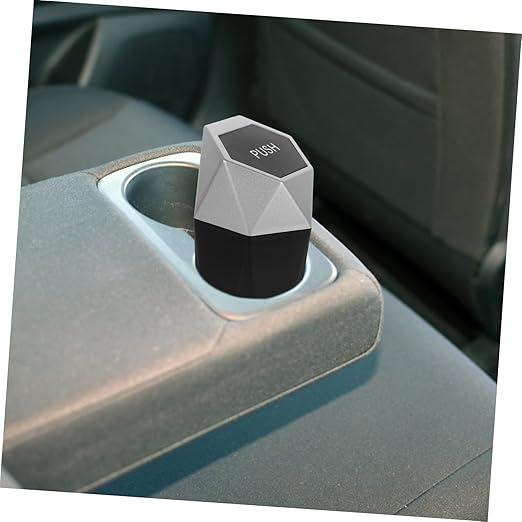 Car Trash Can Bin with Lid, 2 Packs Mini Leakproof Garbage Can for Vehicle, Cup Holder Trash Can, Small Trash Bin for Cars, Home, Bedroom, Office (Silver)