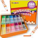 384 PCS Washable Markers for Kids - Non Toxic 12 Color Bulk Set Draw 1mm Fine to 5mm Broad TipElementary Preschool Kindergarten Back to School Classroom Art Supplies Drawing Kit Gift for Boys Girls