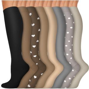 Copper Compression Socks 15-20 mmHg for Men & Women 8 Pairs  Circulation Support for Nurses, Travel, Running, Hiking, Soccer (Large-X-Large, A13- Multicoloured 01)