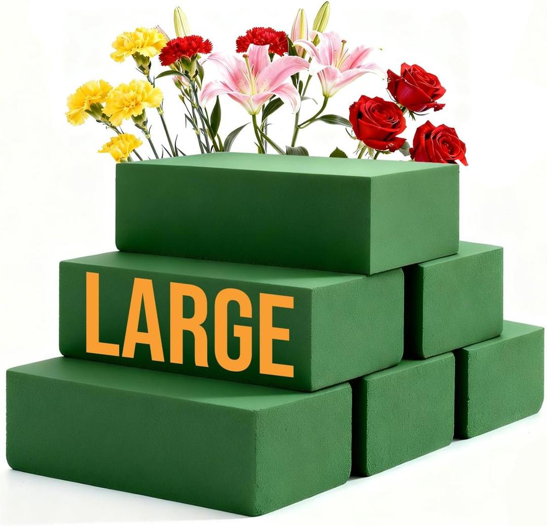 Pack of 6 Floral Foam Blocks, 8.9" x 4.1" x 2.7" Dry and Wet Flower Foam for Fresh and Artificial Flowers, Florist Styrofoam Flower Arrangements Supplies, Decorations for Weddings, Birthdays and Garden