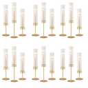 AZXTOPSEZ Gold Hurricane Candle Holders: Fluted Tall Candlestick Holders for Wedding Brass Taper Candle Holder Modern Candle Sticks Holder Decor for Table Centerpiece Christmas Party Home, Set of 18