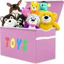 Toy Box Chest, Collapsible Sturdy Storage Bins with Lids, Extra Large Kids Toy Storage Organizer Boxes Bins Baskets for Kids, Boys, Girls, Nursery Room, Playroom, Closet (Classical Pink)