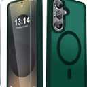 2 x YENAPOON for Samsung Galaxy S26+ Plus Case, Matte Magnetic Phone Cover [with 1 Screen Protector] [Support for MagSafe] [Shockproof Military Grade Protection] Translucent Frosted Back, Dark Green