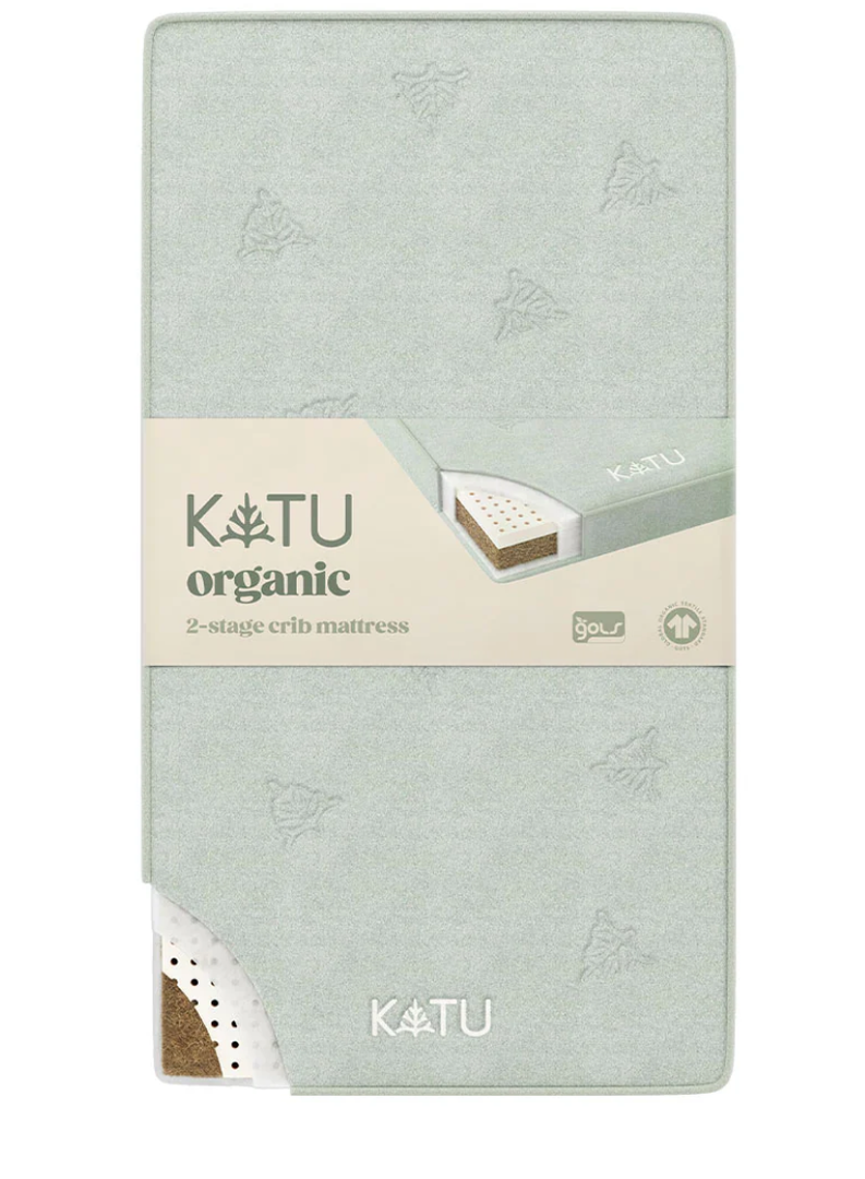 KATU 100% Organic Latex+ Coconut 2-Stage Crib Mattress for Infant/Newborn/Toddler Safe Non-Toxic Hypoallergenic Breathable GOTS GOLS