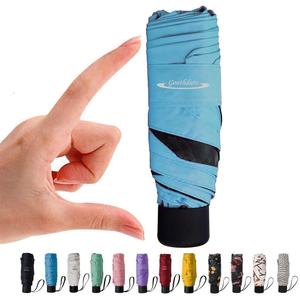 Goothdurs Mini Travel Compact Umbrella Small Lightweight Folding Sun Umbrella with 95% UV Protection for Men & Women (A2.3-Blue)