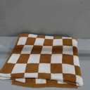 Plush Checkered Baby Blanket for Boys Girls Nursery, 30"*40" Warm Short Fleece Blanket Neutral for Infant Newborn, Small Fuzzy for Sleeping, Chenille Baby for Stroller (Orange&White)