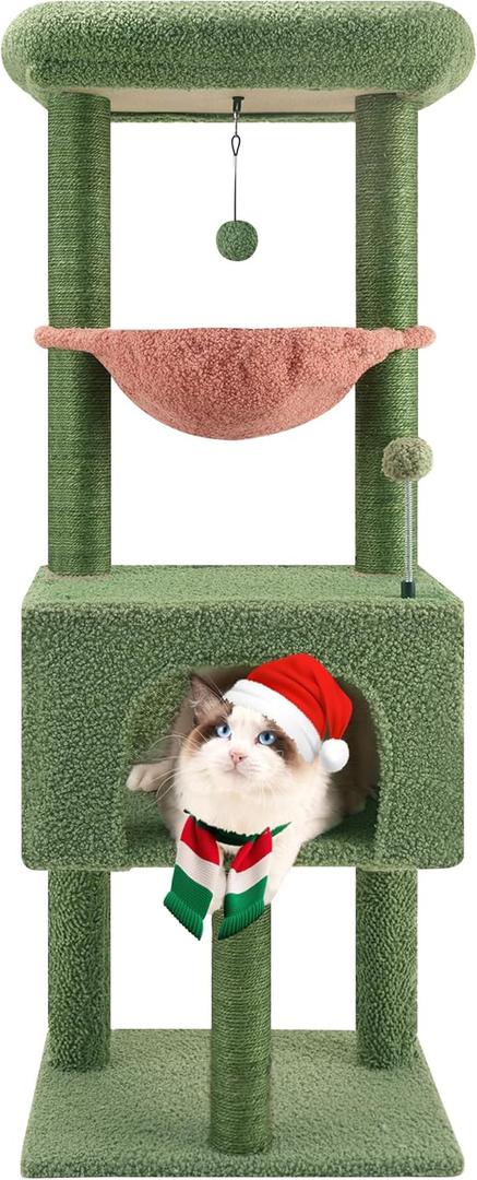 ROYPET Fashion Design 43.3" Cat Trees with Cat Houses,Green