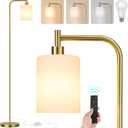 QiMH Floor Lamps for Living Room Bedroom, Gold Modern Lamp with Remote Control & Foot Switch, Industrial Standing Lamp Dimmable Colors Temperature Brightness for Home Office (Smart Bulb Included)