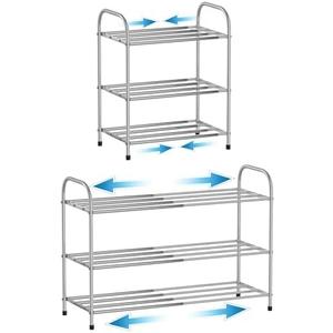 Botion 3 Tier Expandable Shoe Rack for Closet, Stainless Steel Shoe Shelf, Strong Weight Capacity Shoes Organizer, Easy to Install and Saving Space Standing Shelf with Sturdy Frame(3 Tier)