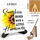 6 x Motivational Desk Decor Sign, Office Desk Decorations Accessories Wooden Plaque Sign, Sunshine Mixed With A Little Hurricane Wooden Signs with Holder Stand