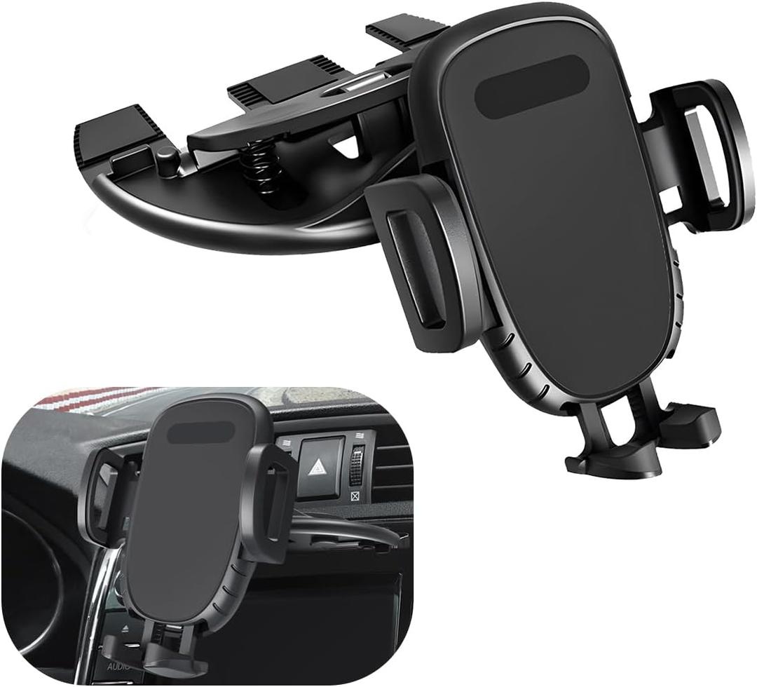 Yourkar Cell Phone Holder for Car, Hands Free Car Phone Holder for CD Slot, Silicone Pad Protection and 360 Rotation Cell Phone Mount Compatible with All Phone, Car Accessories