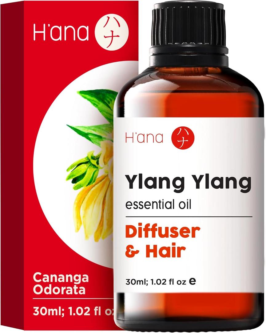2 x H'ana Ylang Ylang Essential Oil - 1.02 Fl Oz - for Hair, Skin, Diffuser, Aromatherapy, DIY Candle & Soap Making