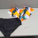 Womens High Waisted Bathing Suits Flounce Halter Tank Top Bikini Bottoms Tummy Control Modest Swimwear Two Piece Swimsuits Tankini Colorful Print M