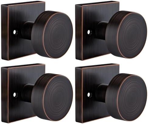 Goldenwarm Oil Rubbed Bronze Dummy Door Knobs for Interior Doors, Zinc Alloy Bronze Door Knobs for Closet & Double Door, Non-Turning Decorative Knobs, Easy Installation - 2 Pack(4 Pieces)