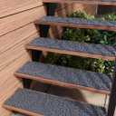 FINEHOUS Outdoor Stair Treads Non-Slip 35x10 (6-Pack) Carpet Treads with Rubber Backing Floral Grey