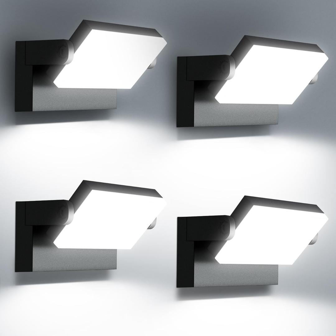 60W LED Outdoor Wall Lights 360° Rotatable LED Flood Lights Modern Commercial Security 5000K IP65 Waterporof Wall Mounted Light for Garage Yard Porch 4 Pack