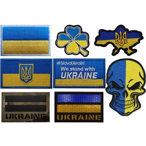 8 PCS AliPlus Ukraine Flag Patches Embroidered IR Infrared Reflective Tactical Patch Hook and Loop