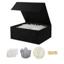 UoeRing 1 Pcs Black Gift Box 9.5x6x3 inch Small Luxury Gift Box for Presents with Magnetic Lid Collapsible,Birthday,Christmas,Contains Card, Ribbon, Tissue Paper,Shredded Paper Fille