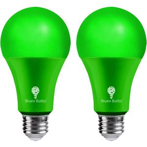 2 Pack BlueX LED A21 Green Light Bulbs - 15W (120Watt Equivalent) - E26 Base Green LED Bulb for Party Decoration, Porch, Home & Holiday Lighting