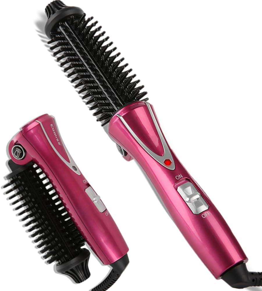 Electric Professional Anti-Scald Curling Brush with Instant Heat Up for All Hair Types (US Plug, 110-240V)