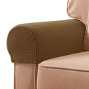 SUBRTEX Stretch Couch Arm Covers Set of 2, Checkered Sofa Arm Slipcovers, Anti-Slip Armrest Covers for Recliner and Armchairs, Pet Proof, High Stretchy, Hook & Loop Tape, Black