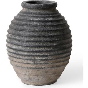 Kokrose Black Vase,10 Inch Rustic Pottery Vase for Living Room | Wabi Sabi Decorative Tall Vase, Retro Pottery Distressed Vases for Centerpiece & Home Decor
