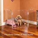 Clear Acrylic Freestanding Dog Gates for The House – Folding 3-Panels Pet Gates for Doorways,Indoor Stairs,and Hallways,No Assembly Transparent Barrier for Dogs,Puppies,and Cats