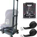 Car Seat Dolly for Airport - CarSeat Roller Cart Wheels for Airplane - Car Seat Travel Cart Carrier with Straps Foldable Luggage Trolley Folding Hand Truck (Black)