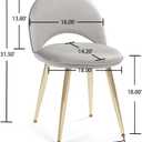 Vanity Chair with Adjustable Backrest, Upholstery Armless Makeup Stool, Gray Velvet Vanity Stool with Gold Metal Legs for Bedroom Living Room Kitchen Dinning Room (Gold and Gray)