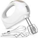 Handmixer - 5 Speed Portable Kitchen Mixer Electric Handheld with 5 Stainless Steel Accessories Whisk, Food Beater, Ivory (white)