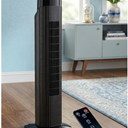 Tower Fan for Bedroom, 120° Oscillating Quiet Standing Bladeless Fan With Remote, 7.5H Timer, 3 Speeds, 3 Modes, for Room, Dorm, Office, Matte Black