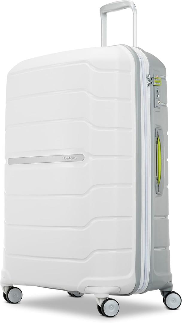 Samsonite Freeform 28-Inch Large Luggage with Dual 360 Spinner Wheels - Checked Suitcase - TSA Lock, Airline-Approved - Lightweight Durable Polypropylene Expandable Hardshell - White/Grey