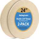 Falling in Art Unfinished Round Birch Wood Panels Kit for Painting, Wooden Canvas 2 Pack of 24 Studio 3/4" Deep, Cradle Boards for Pouring, Art, Crafts, Burning and More