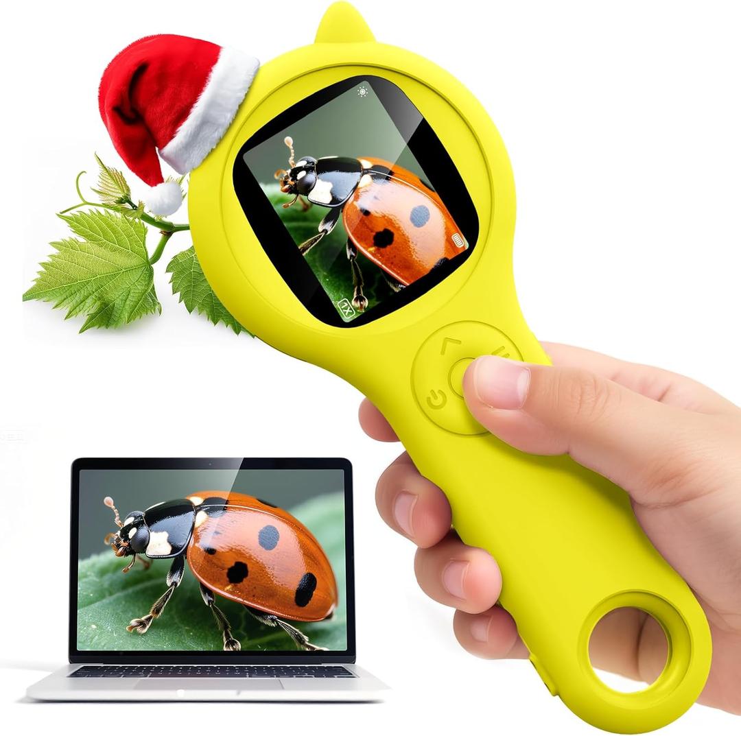 Handheld Microscope for Kids - Educational Science Toys, Christmas & Birthday Gifts for Age 5 6 7 8 9 10 11 12 Girls & Boys (Yellow)