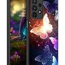 GUAGUA for Samsung Galaxy A23 4G/ 5G Case 6.6" Glow in The Dark Samsung A23 Phone Case Cute Butterfly Noctilucent Luminous Shockproof Protective Samsung Galaxy A23 Case for Women Men Gifts, Black