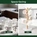 Bamboo Mug Holder, Strong 8 Hooks Coffee Mug Holders Tree Stand, Decorative Mug Racks for Counter, Non-Slip Coffee Mug Cup Tree Sturdy Mug Organizer