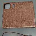 Varikke for iPhone 17 Pro Max Wallet Case Detachable with RFID Blocking Card Holder for Women, Glitter PU Leather Strap Magnetic Flip Removable Phone Case Cover for iPhone 17 Pro Max 6.9", Rose Gold