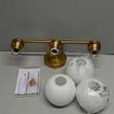 3 Light Bathroom Vanity Light, 20" Brushed Gold Bathroom Light Fixtures Over Mirror with Milky White Glass Globe Shade, Mid Century Modern Brass Wall Sconces, E26 Socket