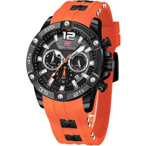 MF MINI FOCUS Men Watch, Chronograph Waterproof Sport Analog Quartz Watches Blue Silicon Strap Fashion Wristwatch for Men