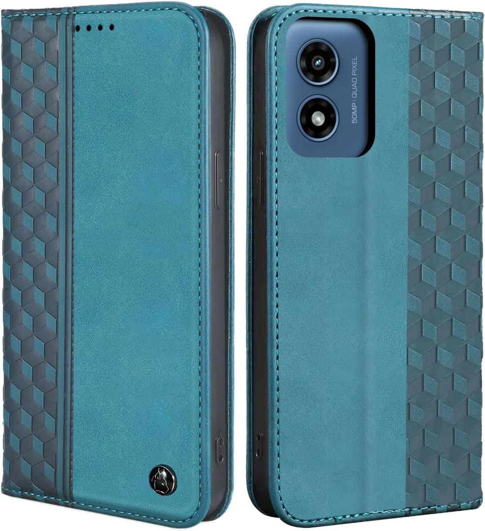 Wallet Case for Motorola Moto G Play 5G (2024) 6.5 inch - Moto G 5G 2024 Flip case, PU Leather Strong Magnetic Folio Phone Cover with Card Holder Slots, Green