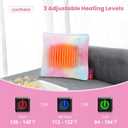 Heated Pillow for Lumbar Support, Rechargeable Heating Back Pillow for Office Chair, 3 Heat Settings, Improve Sitting Posture, Back Pain Relief, with Washable Cover, 11.8 x 11.8