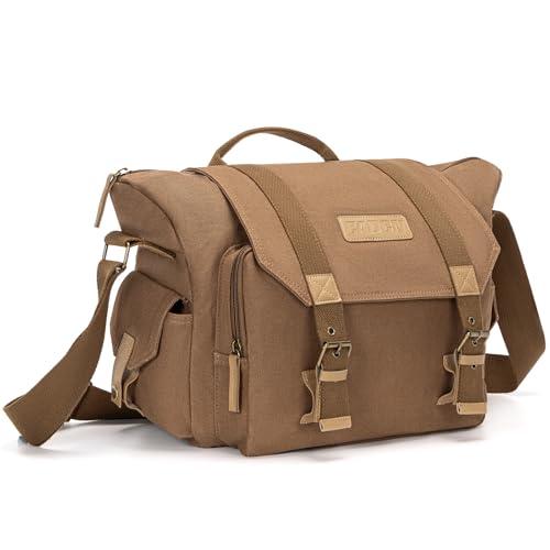 CADeN Camera Bag Case Canvas Compatible for Nikon, Canon, Sony DSLR/SLR Mirrorless Camera with Tripod Holder, Camera Shoulder Messenger Bag for Men/Women (1.0 Brown)